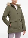 Adidas Originals Faux-fur Trimmed-hood Jacket In Green