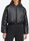 Adidas Originals Pleather Bomber Synthetic Down Jacket Black In Black