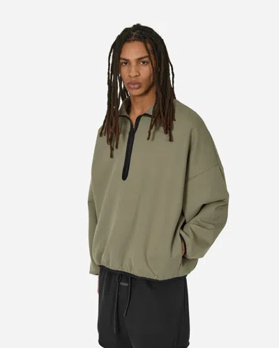 Adidas Originals Fear Of God Athletics Suede Fleece Half-zip Sweatshirt Clay In Grey