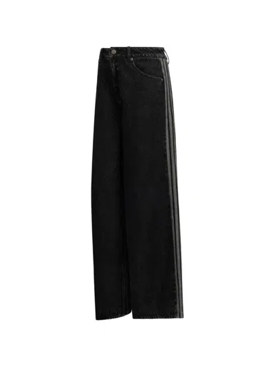Adidas Originals Firebird Adilenium Side-stripe Wide-leg Jeans In Black