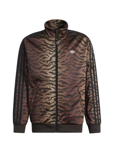 Adidas Originals Kids' Firebird Animal-print Track Jacket In Brown