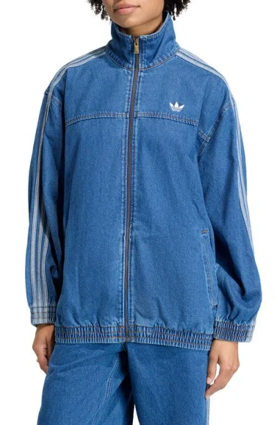 Adidas Originals Firebird Denim Track Jacket In Brown