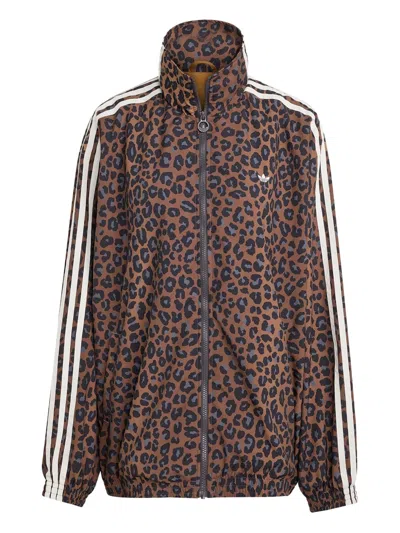 Adidas Originals Firebird Leopard-print Oversized Track Top In Brown