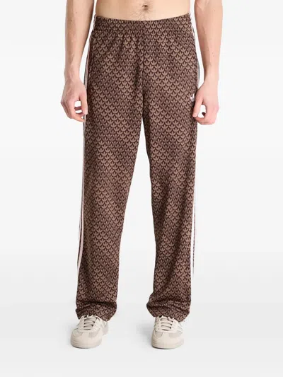 Adidas Originals Firebird Monogram Track Pants In Brown
