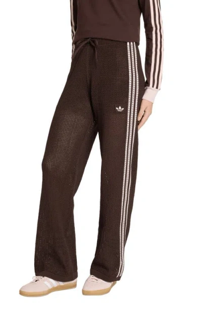 Adidas Originals Firebird Open Knit Track Pants In Aurora Coffee