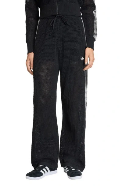 Adidas Originals Firebird Open Knit Track Pants In Black