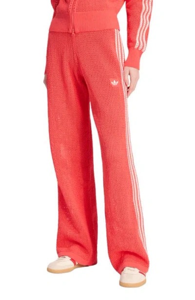 Adidas Originals Firebird Open Knit Track Pants In Pink