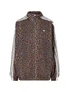 Adidas Originals Animal Print High Collar Sweatshirt With Side Pockets In Brown