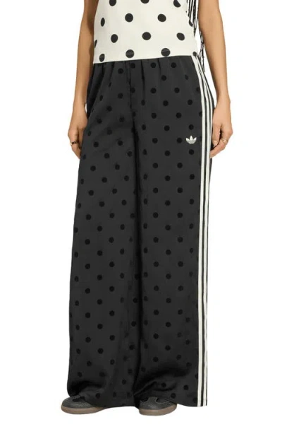 Adidas Originals Firebird Polka Dot Wide Leg Track Pants In Black