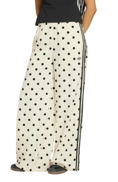 Adidas Originals Firebird Polka Dot Wide Leg Track Pants In Neutral