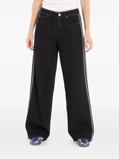 Adidas Originals Firebird Adilenium Denim Track Pants In Black