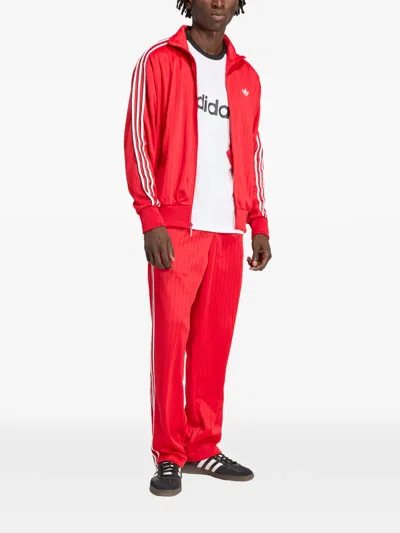 Adidas Originals Firebird Side-stripe Track Pants In Red