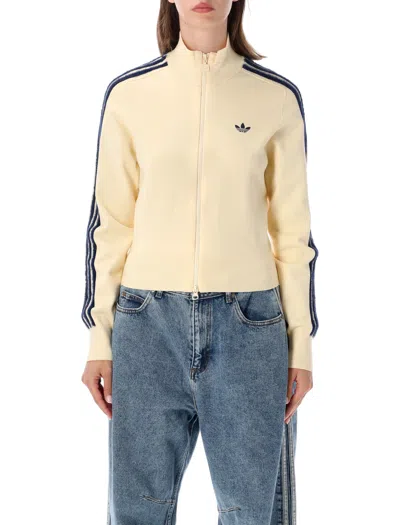 Adidas Originals Firebird Slim-fit Track Top With Ribbed High Neck And Zip In Nude