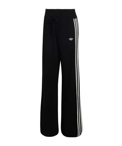 Adidas Originals Firebird Thick Knit Athletic Pants In Black/chalk White