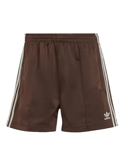 Adidas Originals Firebird Three-stripe Shorts In Brown
