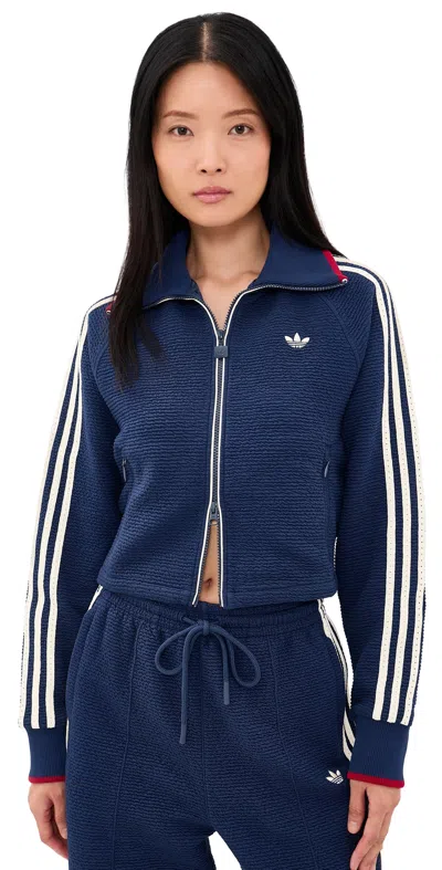 Adidas Originals Jacket Contrast Stripes Cropped Silhouette Lightweight Design In Blue