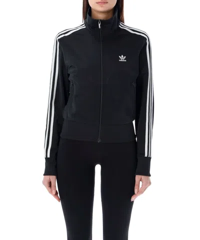 Adidas Originals Firebird Zip Jacket With Ribbed Collar And Pockets In Black