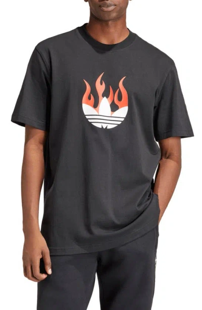 Adidas Originals Flames Cotton T-shirt In Black