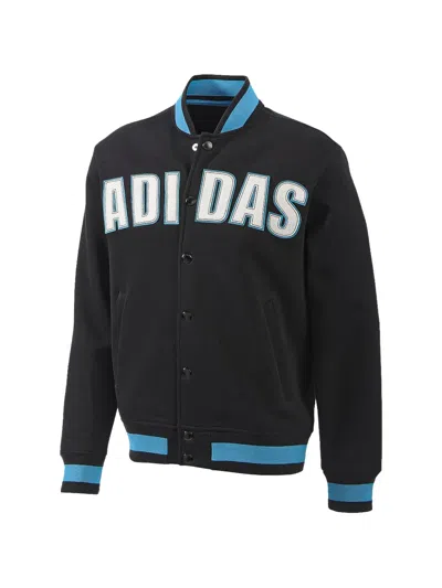 Adidas Originals Logo-lettering Bomber Jacket In Black