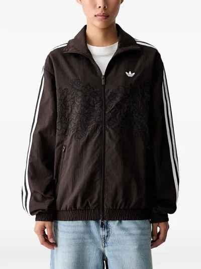 Adidas Originals Floral Gfx Firebird Loose Track Jacket In Brown