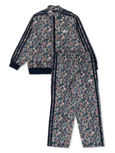 Adidas Originals Kids' Floral-print Tracksuit In Blue