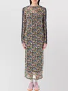 Adidas Originals Floral Sheer Midi Dress With Stripes