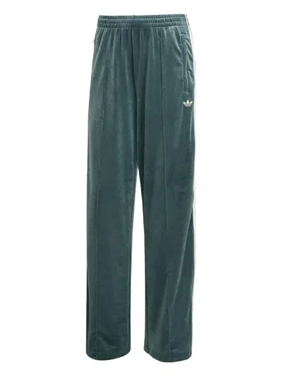 Adidas Originals Floral-velour Track Pants In Green