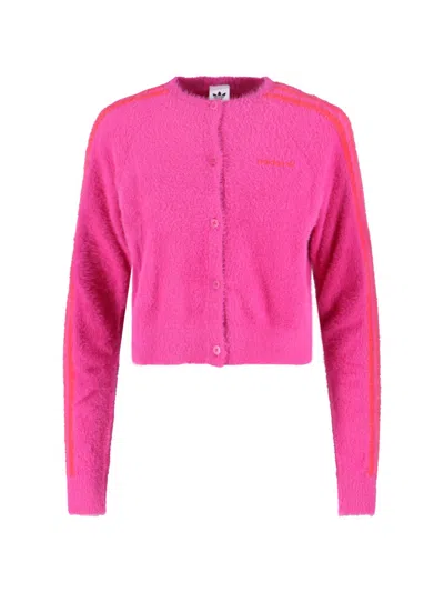 Adidas Originals Cropped Front-closure Cardigan In Pink