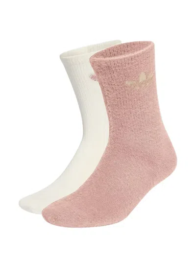 Adidas Originals Fluffy Crew Sock 2 Pairs In Pink