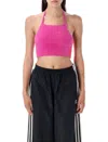 Adidas Originals Fluffy Knitted Halter Top In Pink