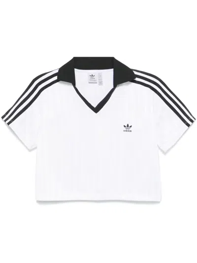 Adidas Originals Football Cropped Polo Shirt In White/black
