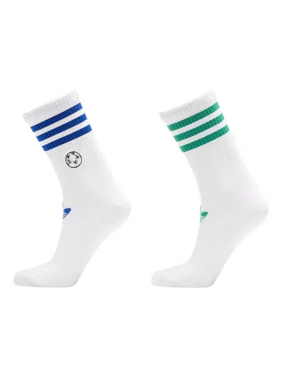 Adidas Originals Football Stripe-detail Socks (pack Of Two) In White