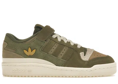 Pre-owned Adidas Originals Forum 84 Low Green Suede (women's) Sneakers In Focus Olive/cream White
