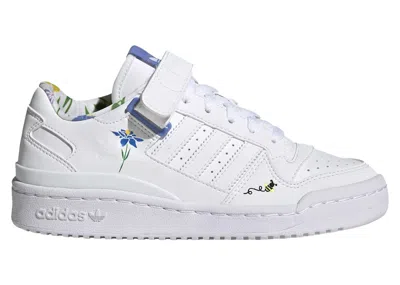 Pre-owned Adidas Originals Forum Low Save The Bees (kids) Sneakers In Cloud White/blue Fusion/green In Multi