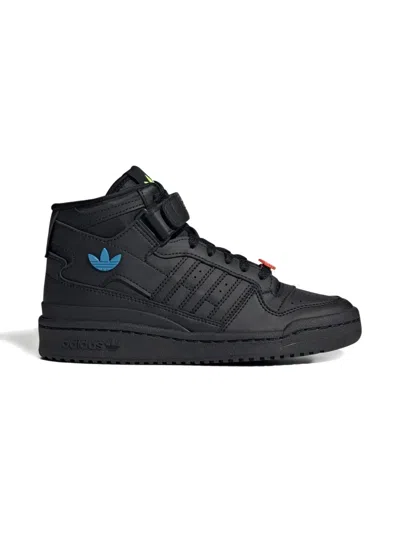 Adidas Originals Kids' Forum Mid "trefoil Pins" Sneakers In Black