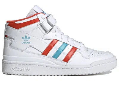 Pre-owned Adidas Originals Forum Mid White Blue (women's) Sneakers In Cloud White/preloved Red/preloved Blue
