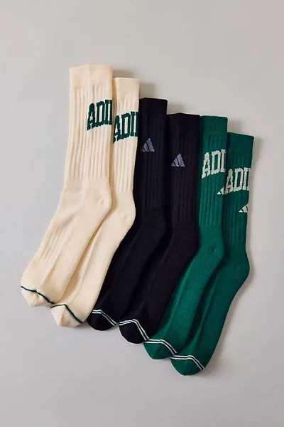 Adidas Originals Foundation Sport Crew Socks 3-pack In Green, Men's At Urban Outfitters In Multi