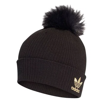 Adidas Originals Fur Pom Beani 'black' In Brown