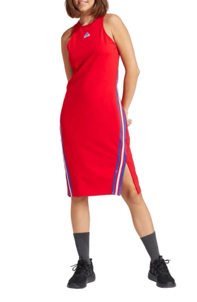 Adidas Originals Future Icons 3-stripes Sleeveless Dress In Better Scarlet