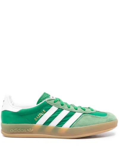 Adidas Originals Gazelle Indoor Leather And Suede-trimmed Nylon Sneakers In Green