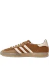 Adidas Originals Gazelle Indoor Leather And Nubuck-trimmed Basketweave Cotton Sneakers In Brown