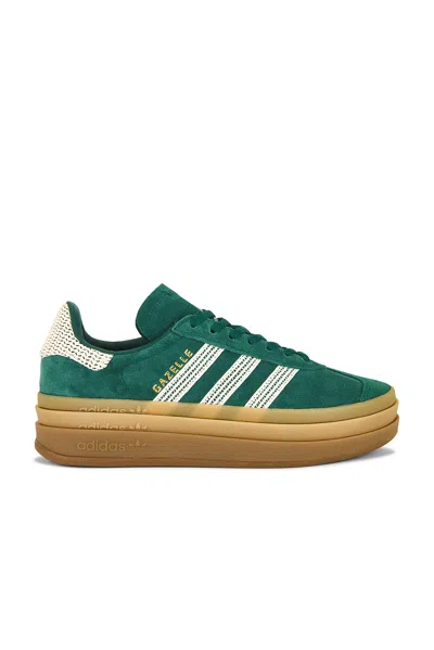 Adidas Originals Womens Collegiate Green Offwhit Gazelle Bold Brand-stripe Suede Low-top Trainers