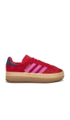 Adidas Originals Gazelle Bold In Red/lucid Fuchsia/indigo