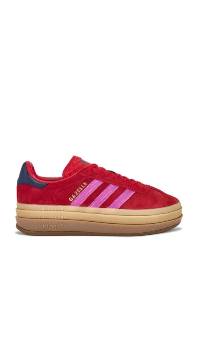 Adidas Originals Gazelle Bold In Red/lucid Fuchsia/indigo