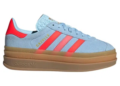 Pre-owned Adidas Originals Gazelle Bold Sneakers In Clear Sky Blue/solar Red/gold Metallic