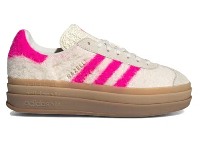 Pre-owned Adidas Originals Gazelle Bold White (women's) Sneakers In Cream White/shock Pink/gold Metallic