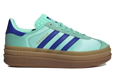 Pre-owned Adidas Originals Gazelle Bold (women's) Sneakers In Clear Mint/lucid Blue/gold Metallic In Multi