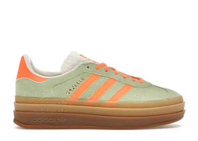 Pre-owned Adidas Originals Gazelle Bold (women's) Sneakers In Semi Green Spark/screaming Orange/core White
