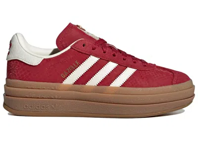 Pre-owned Adidas Originals Gazelle Bold Year Of The Snake (women's) Sneakers In Active Maroon/cream White/gold Metallic