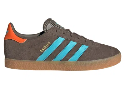Pre-owned Adidas Originals Gazelle Brown Sneakers In Cargo Brown/blue Glow/impact Orange